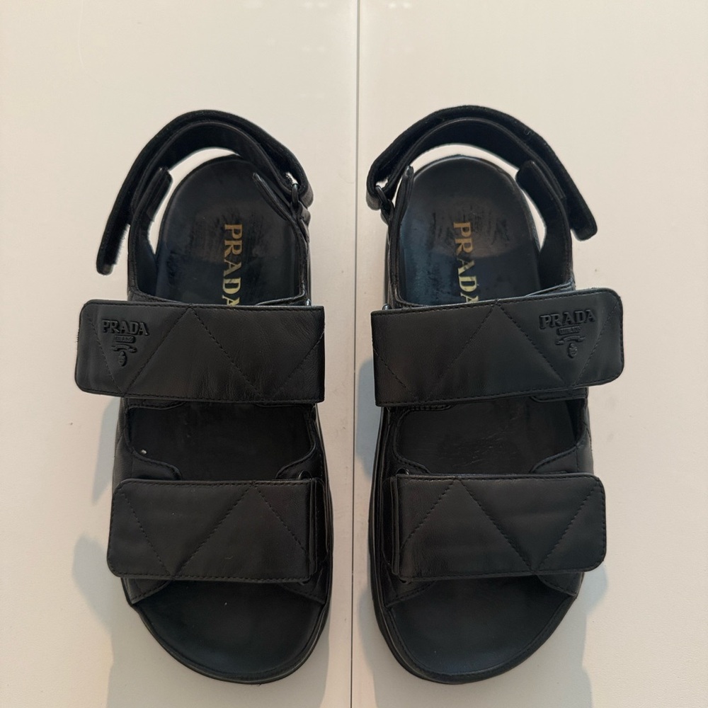 Prada Nappa Quilted Padded Slingback Sandals 38/8 Black - Picture 2 of 6
